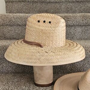 Stylish Straw Hat Curved Brim with Chin Strap Size M Mexico